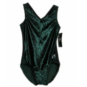GK Elite Gymnastics Leotard - Evergreen Velvet-AM